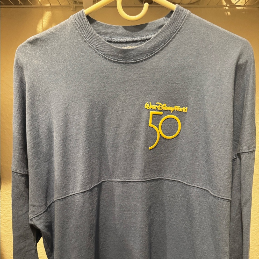 Walt Disney World 50th Anniversary Spirit Jersey Shirt Blue Gold Mickey Small